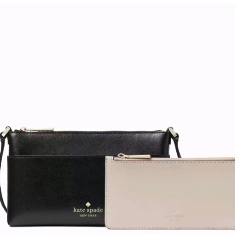 Kate Spade Black and Tan Crossbody Bag With Extra Pouch NWT
